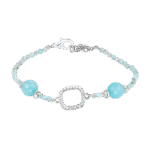 Bracelet Monbijoux en Amazonite & Aigue-Marine avec Séparateur en Métal Argenté
