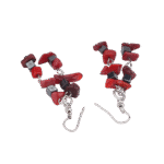 Boucles d’Oreilles en hématite & pierres rouges