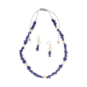 Ensemble lapis-lazuli & Perles de culture – Création Monbijoux